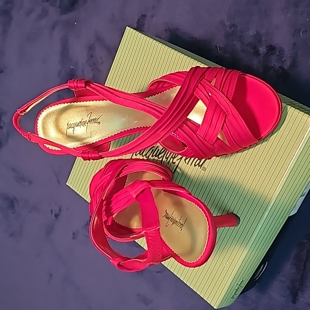 Red Satin strappy heels